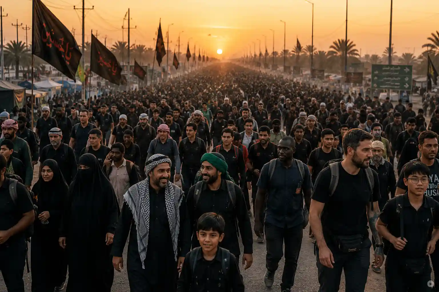 مشهد وثائقي من طريق زوار الأربعين